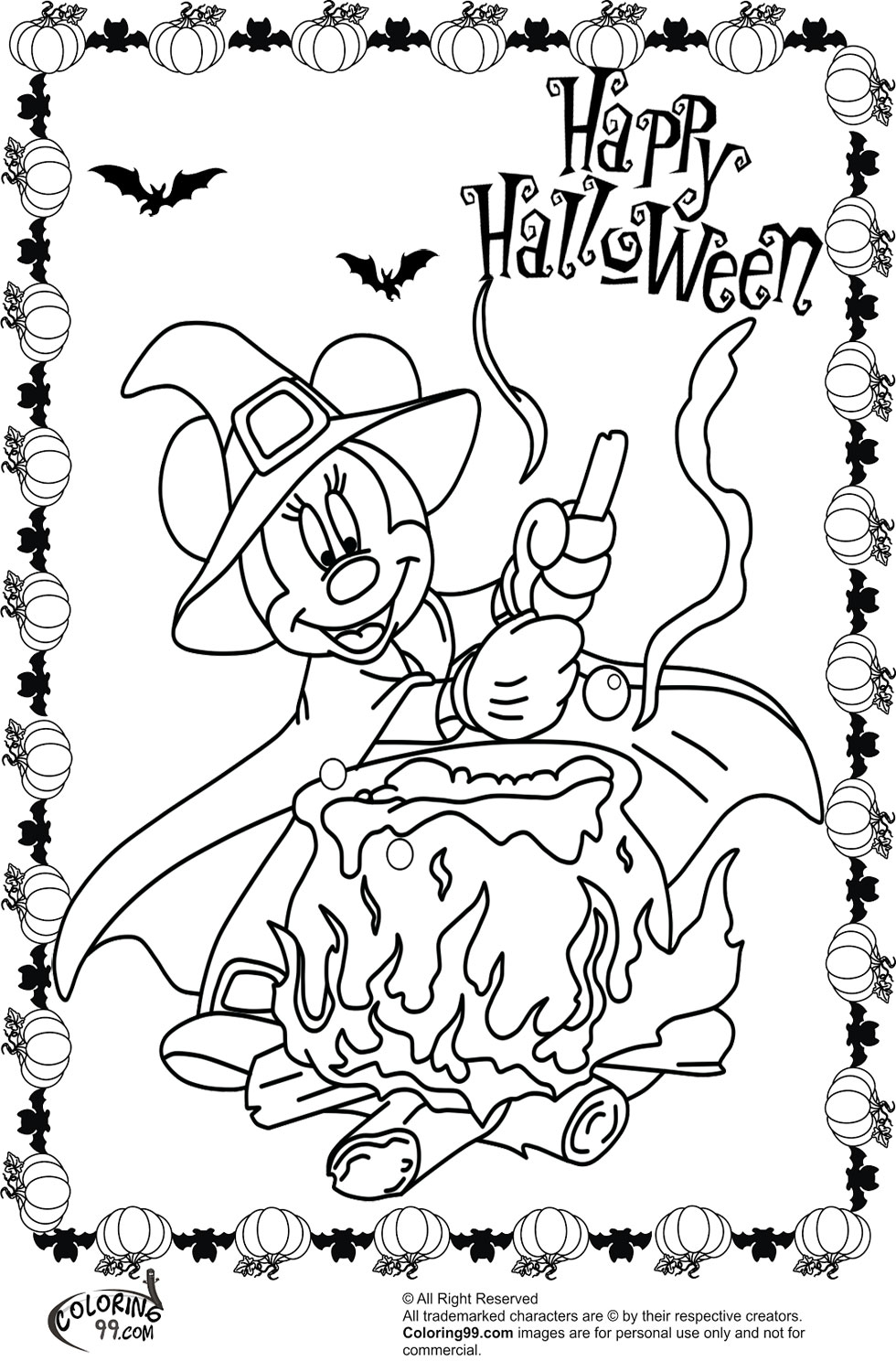 Minnie and Mickey Mouse Coloring Pages for Halloween ...