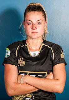 Rugby 'war goddess' Georgia Page plays on despite broken nose