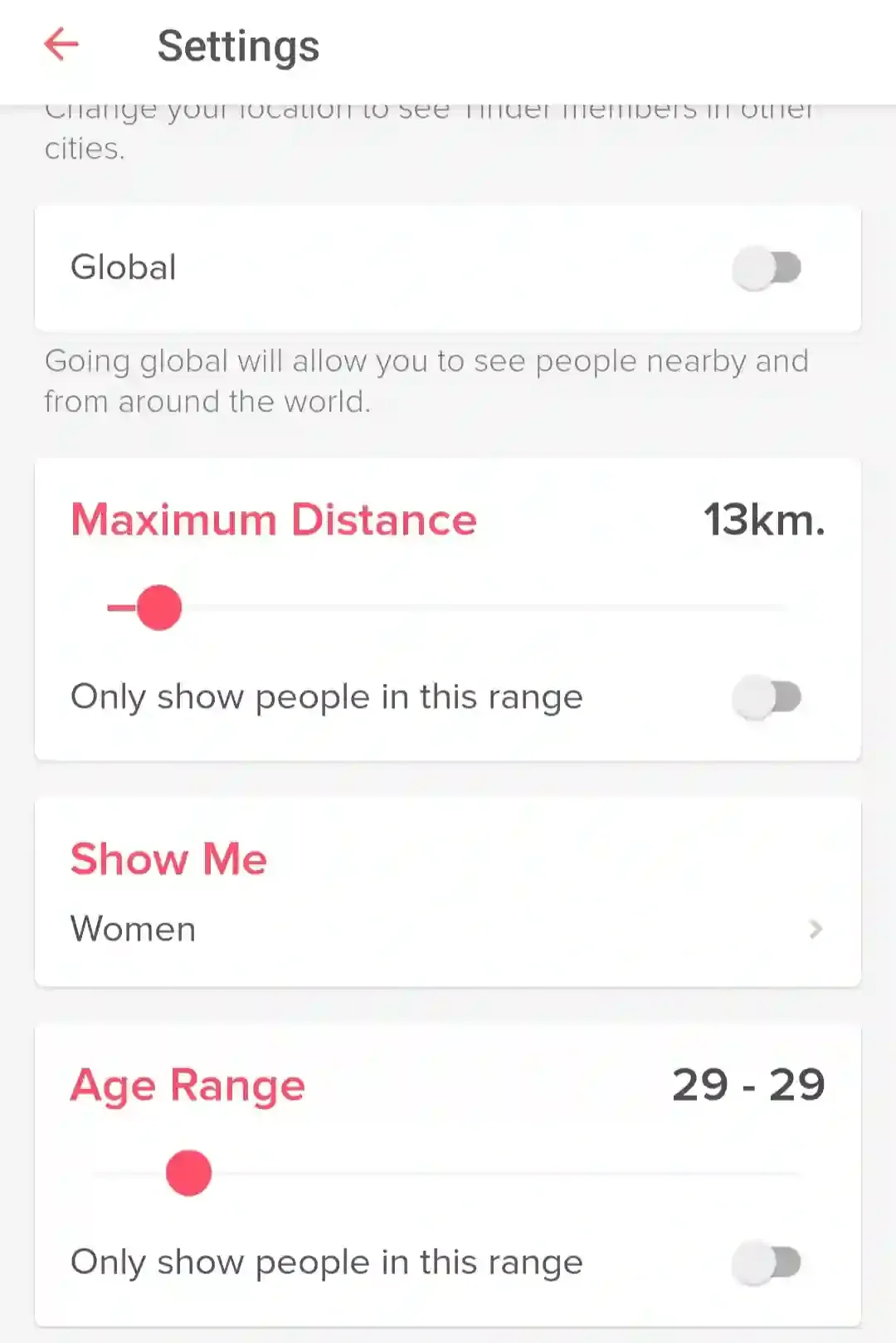 Update your settings to find someone on Tinder