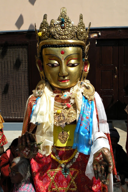 Buddhist deity sculpture during festival in Patan, Nepal