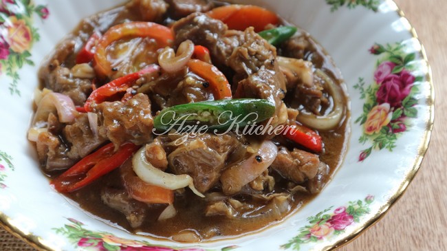 Daging Masak Black Pepper Yang Sedap - Azie Kitchen