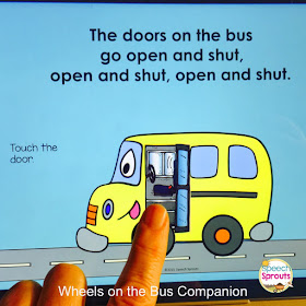 Learn how to use No-Print Activities in speech therapy on your I-Pad or computer like this Wheels on the Bus Back to School activity. Portable and no-prep materials that make organization easy. Terrific with toddlers, preschool and autism students. #speechsprouts #speechtherapy #noprint www.speechsproutstherapy.com