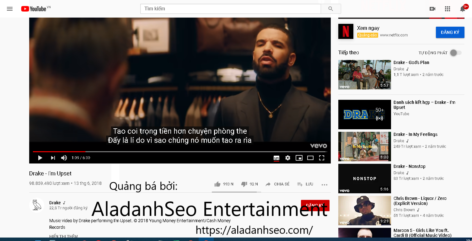 Video của một Rapper Âu Mỹ được AladanhSeo Tăng View Youtube