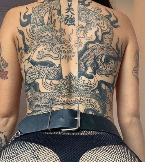 Dragon On Back Full Tattoo Design