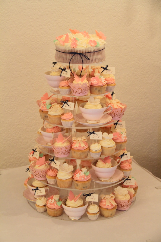 ivory pink wedding cup cake