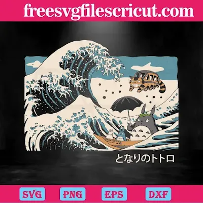 Great Wave Off Kanagawa Totoro Anime, Transparent Background Files