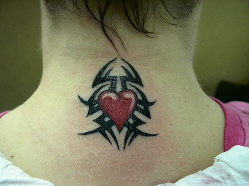 tattoos on neck. Love Heart Neck Tattoos.