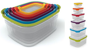 Joseph Joseph 81009 Nest Storage Plastic Food Storage Containers Set Food Saver Resuable Tupperware Lunch Box Pantry Storage Microwave-Safe, 12-Piece, Multicolored