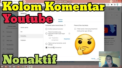 Kolom komentar YouTube tidak aktif