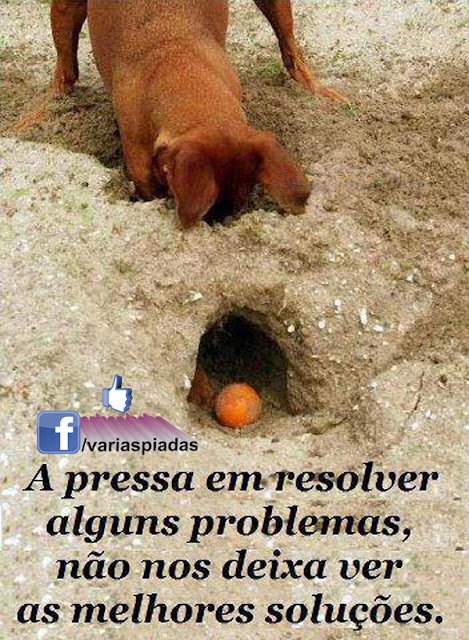 A pressa em resolver alguns problemas não nos deixa ver as melhores soluções. Mensagem para Facebook.