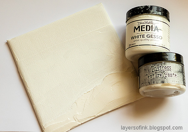 Layers of ink - Seaside Mixed Media Canvas Tutorial by Anna-Karin Evaldsson. Add texture paste.