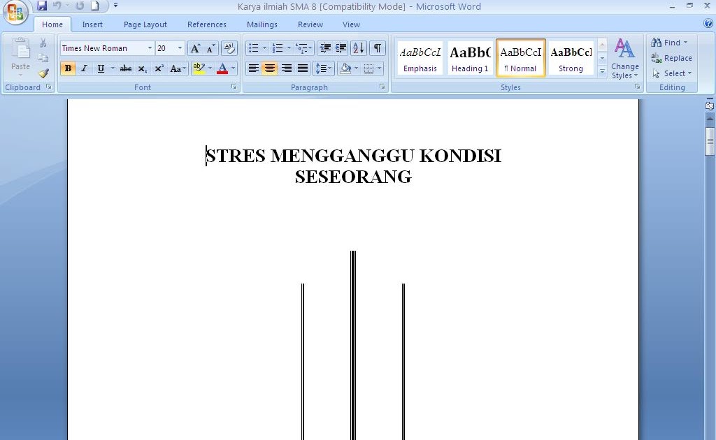 Contoh Karya Ilmiah SMK : Stress Menganggu Kondisi 