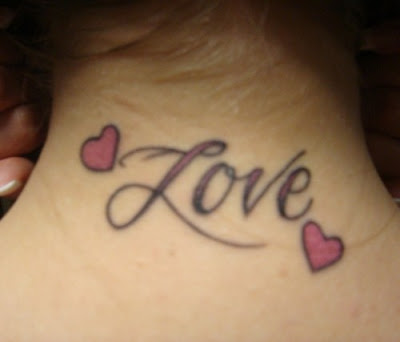 small love-heart neck tattoo