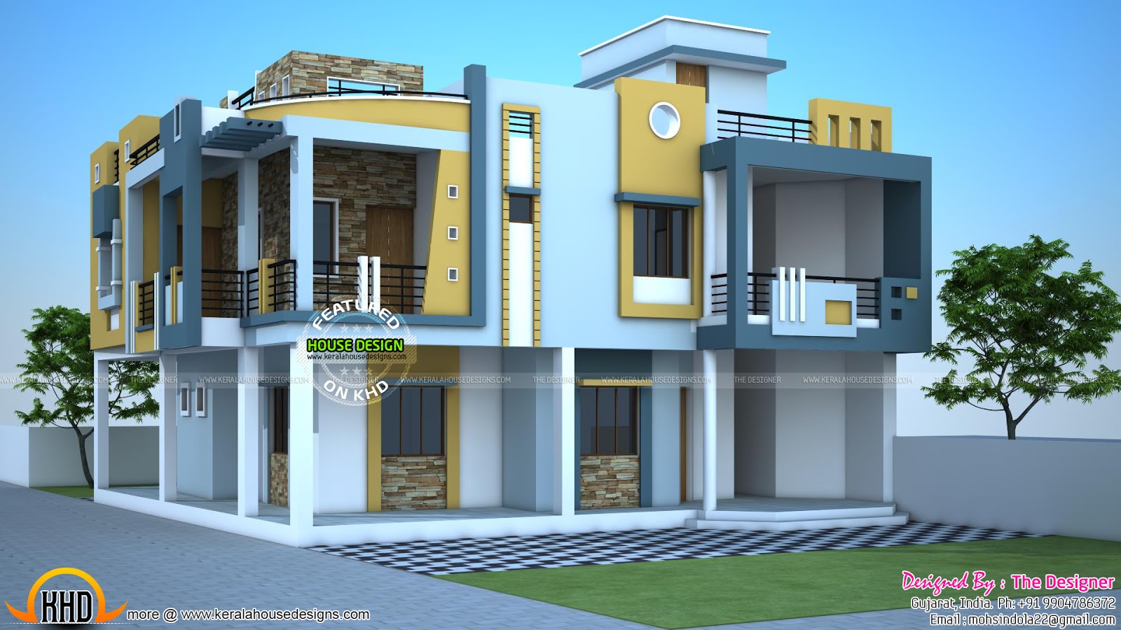 Modern duplex  house  in India  Kerala home  design and 