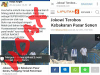 Hoax Jokowi Terobos Kebakaran Pasar Senen, Pedagang Teriak Pencitraan
