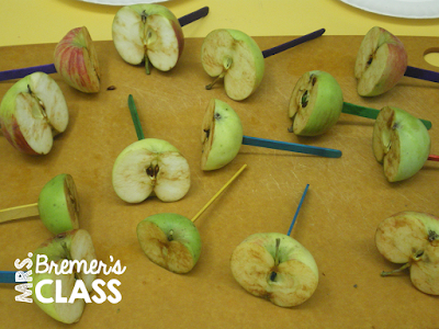 Fall apple art activities with a focus on mixing colors
