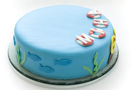 Torta ribič na morju - Fisherman on sea fondant cake