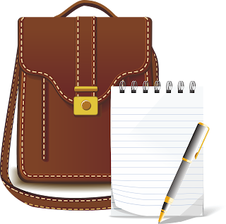 image of notebook, pen and bag