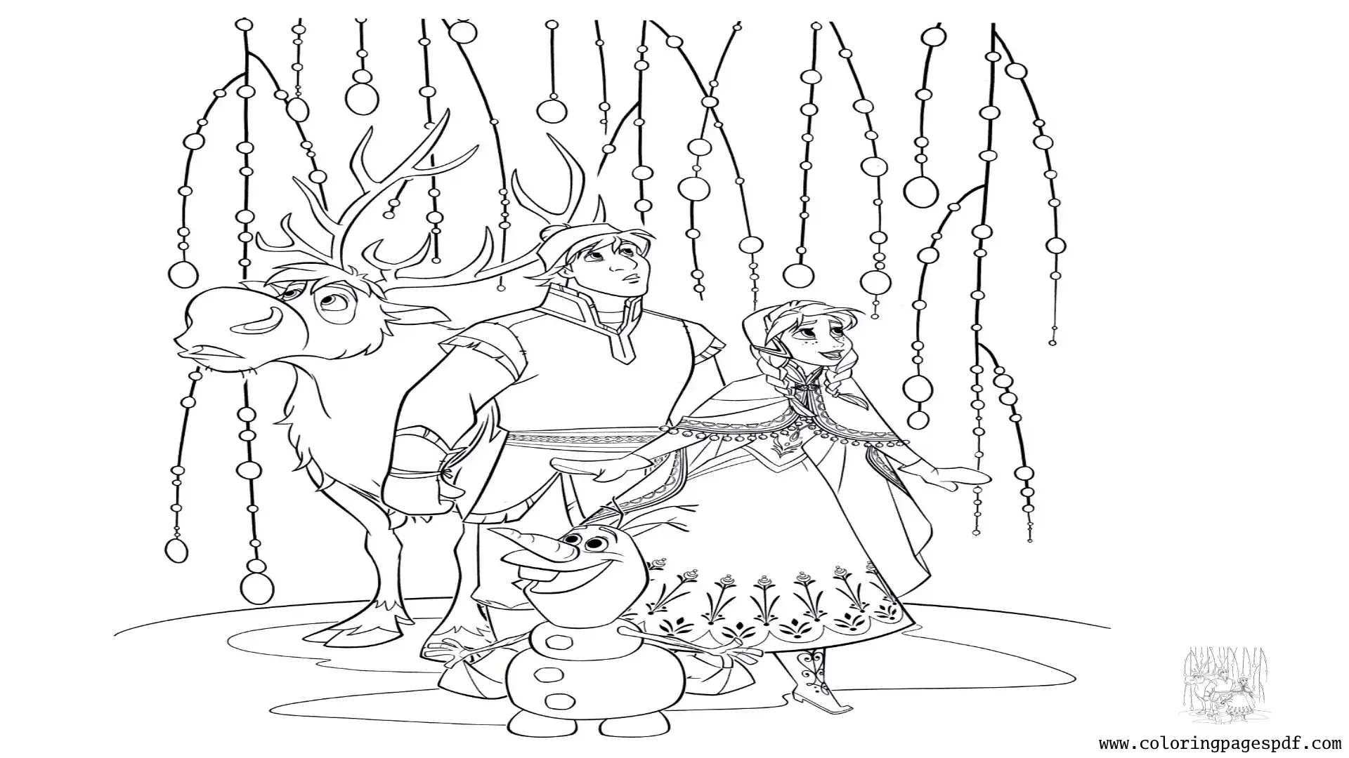 Coloring Page Of Anna And Kristoff Looking Up