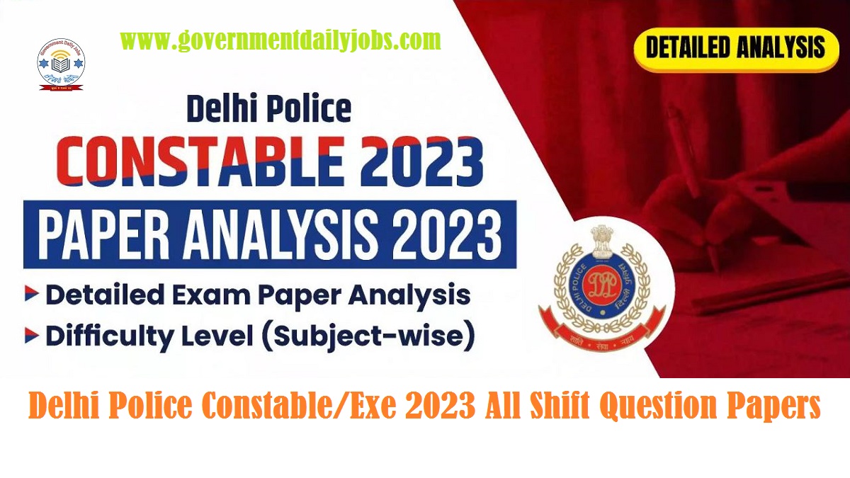 DELHI POLICE CONSTABLE 2023 QUESTION PAPERS WITH ANSWER