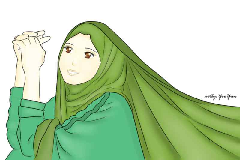 10 Kartun Muslimah Cantik Berdoa Anak Cemerlang