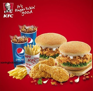 KFC Burgers, Hot n Crispy Chicken, Fries & Pepsi upto 36% off + 1% off from Rs. 193 – NearBuy