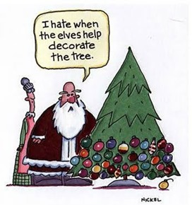 Father Christmas by the Christmas tree