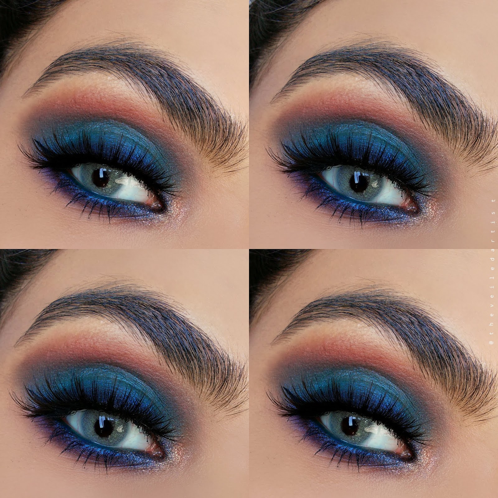 Cool Toned Blue Shimmery Smokey Eyes TutorialBeginner Friendly