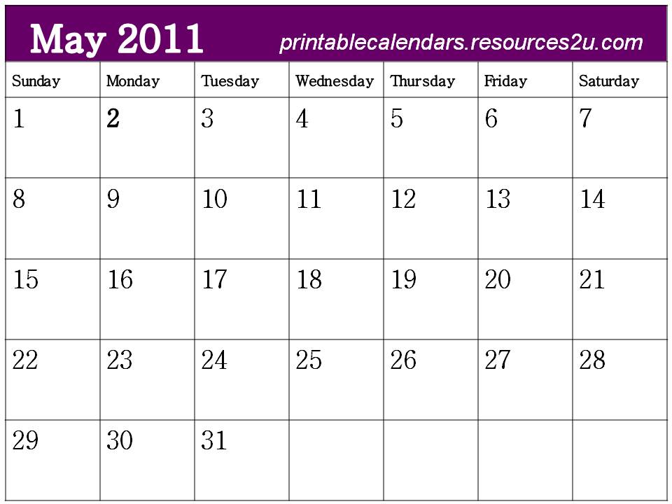 may 2011 calendar template. May 2011 Calendar template