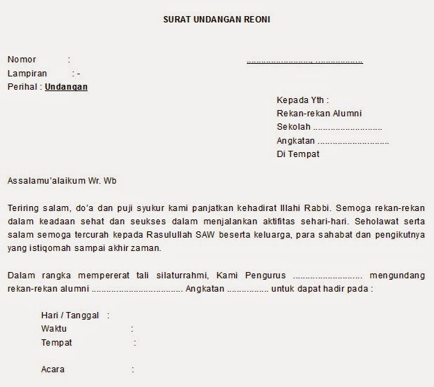 Contoh Surat Undangan Formal Reuni  Kotasurat.com