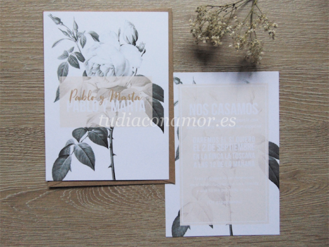 Invitaciones de boda bonitas y románticas con flores