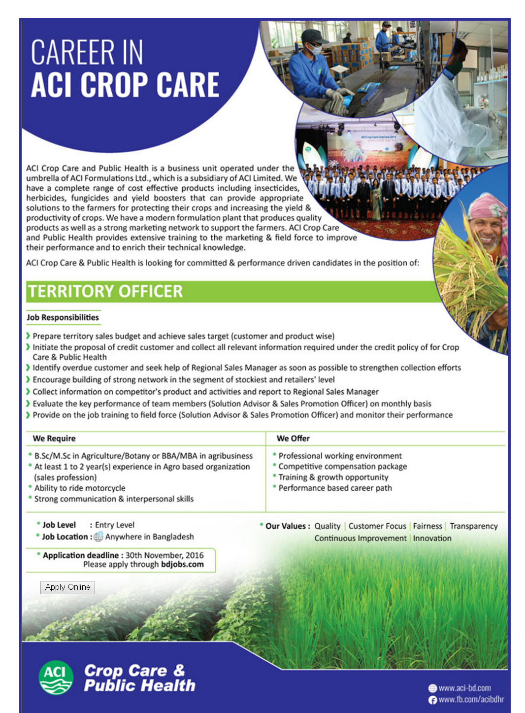 CAREER IN ACI CROP CARE  