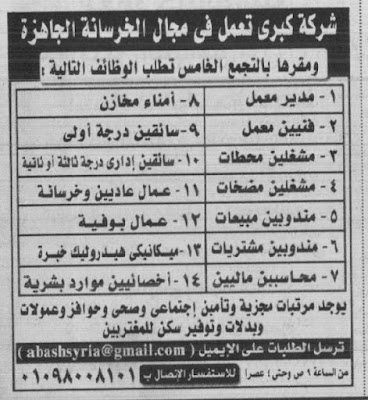 شركة تعمل فى مجال الخرسانة تطلب محاسبين ماليين