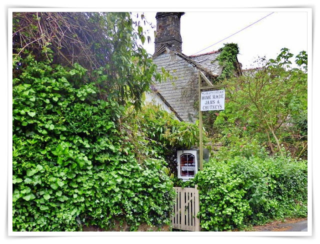 Cottage selling jam at Poughill, Cornwall