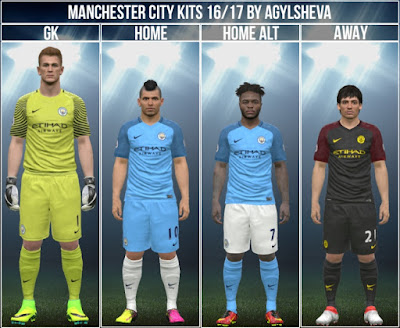 PES 2016 Manchester City 16/17 Kits by Agylsheva