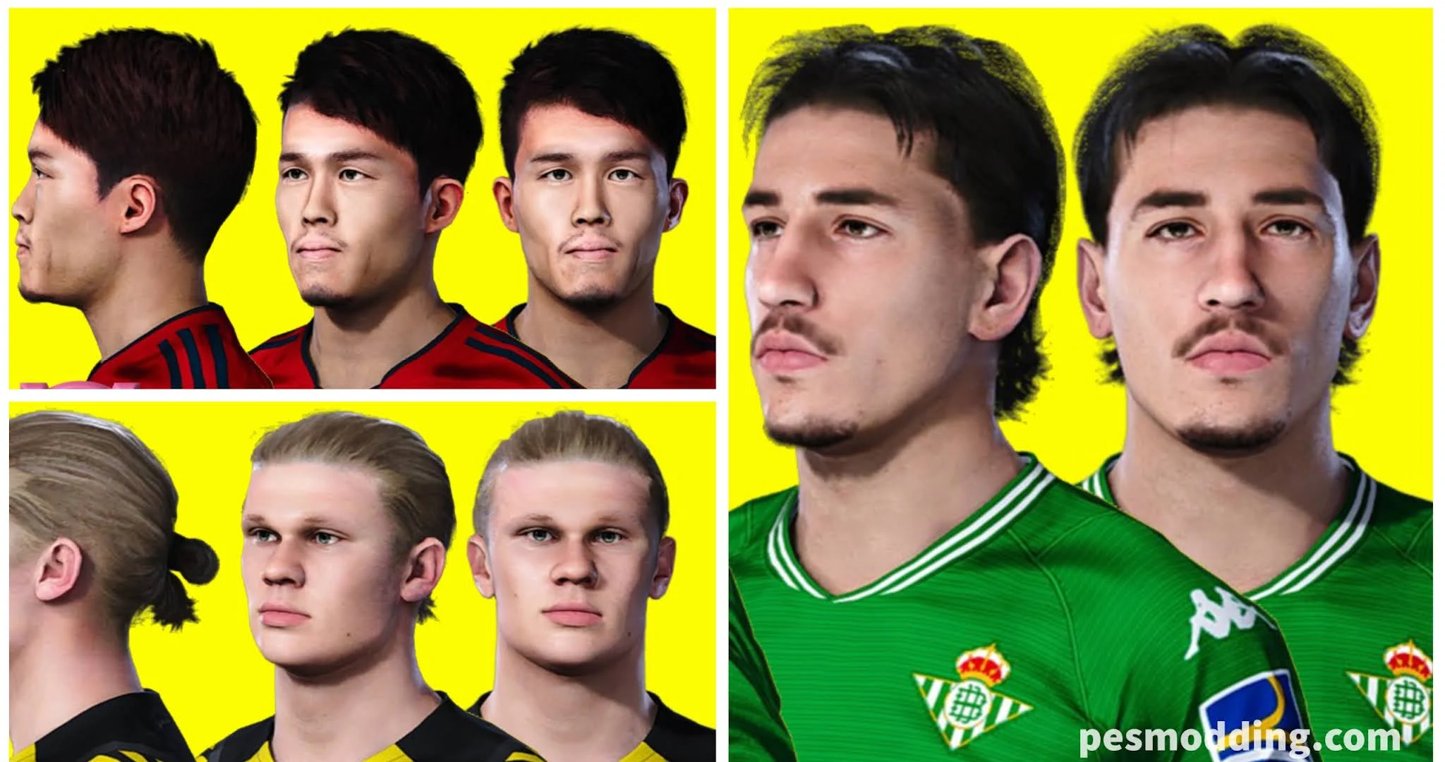 PES 2021 Faces - Takehiro Tomiyasu, Hector Bellerin and Erling Haaland