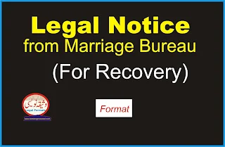 Legal Notice from Marriage Bureau for recovery