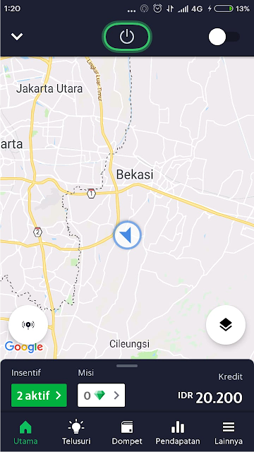 Tampilan aplikasi Grab Driver yang sudah diupdate Layanan Google Play-nya.