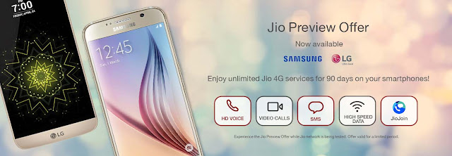 Jio Preview Offer now available for Samsung and LG Smartphone: How to Avail