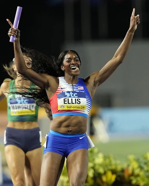 fastwomen • แนสซอ fastwomen 7 พฤษภาคม 2024   The U.S. women were unstoppable over the weekend, taking home wins in the mixed 4x400, 4x100, and 4x400 at the World Athletics Relays Bahamas 24.  📷: @trackandfieldphoto