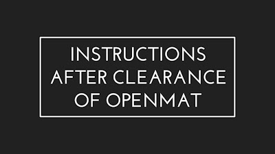 INSTRUCTIONS After clearance of OPENMAT entrance exam