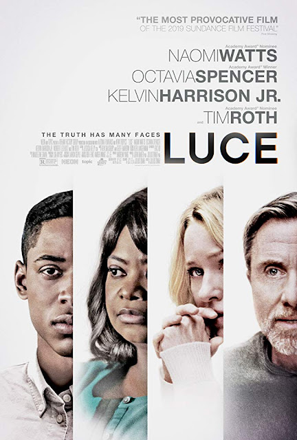 Movie poster for Neon's 2019 drama film Luce, starring Kelvin Harrison Jr., Naomi Watts, Octavia Spencer, and Tim Roth