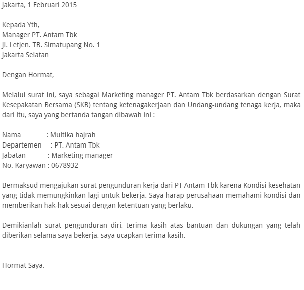 Kumpulan Contoh Surat Resign ke Atasan Kerja - Kabar Dunia 