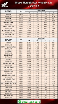 Brosur Harga Motor Honda Plat R Juni 2022