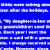Mitsy and Milda were talking about their grandchildren after the holidays.