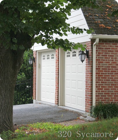 garage   lanterns   brick