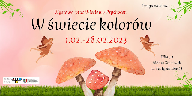 Baśniowy baner promujący wystawę "W świecie kolorów"