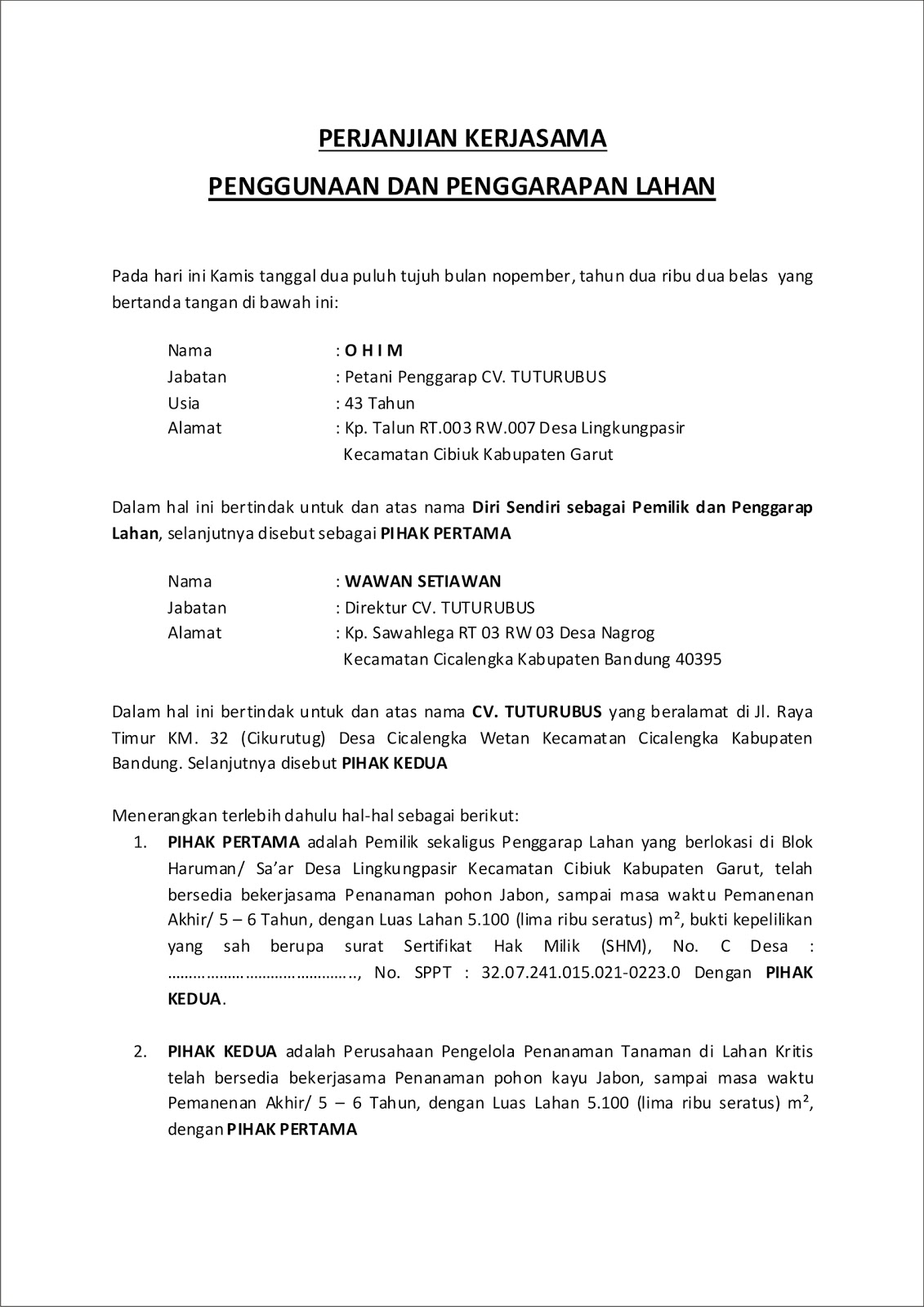 Contoh Mou Kontrak Kerja  contoh SURAT PERJANJIAN KERJASAMA perusahaan