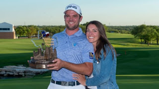 Corey Conners On The Course With His Wife Malory Conners After His Valero Texas Open Win