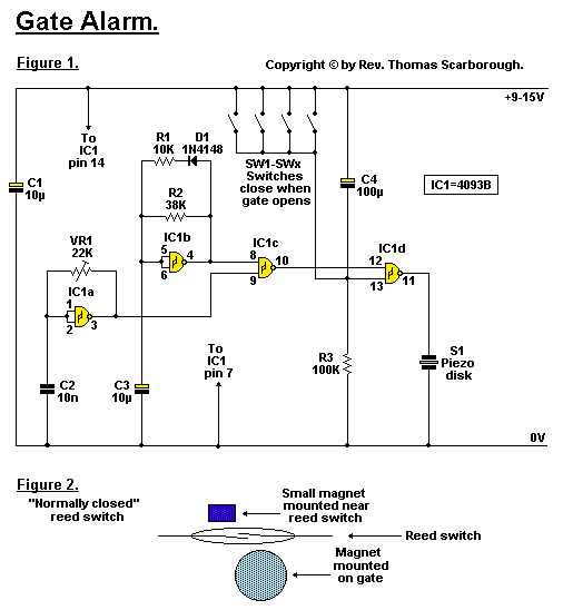 Cheap and Simple Gate Alarm Circuit Diagram